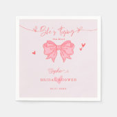 Ze bindt de Knot Blush Pink Bow Vrijgezellenfeest Servet (Voorkant)