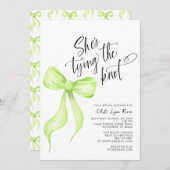 Ze bindt de Knot Lime Green Bow Vrijgezellenfeest Kaart (Voorkant / Achterkant)