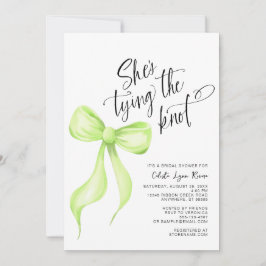 Ze bindt de Knot Lime Green Bow Vrijgezellenfeest Kaart