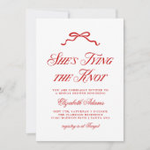 Ze bindt de rode knoop van het elegante Vrijgezell Kaart (Voorkant)