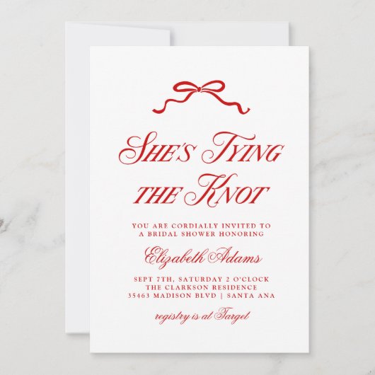 Ze bindt de rode knoop van het elegante Vrijgezell Kaart (Voorkant)