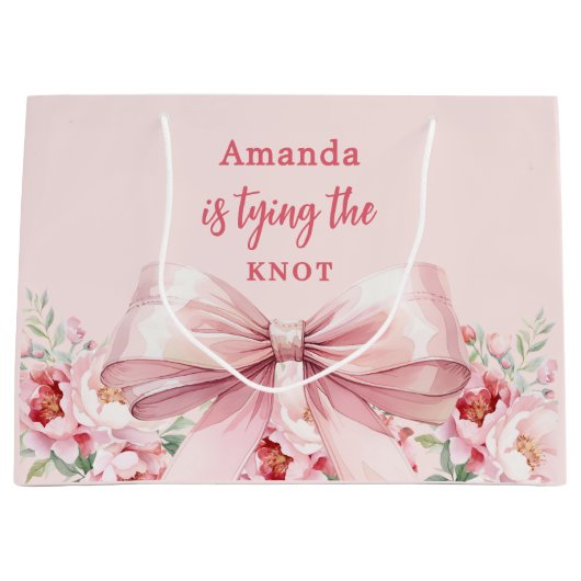 Ze bindt de roze knoop bloemenbloem Vrijgezellenfe Groot Cadeauzakje (Voorkant)