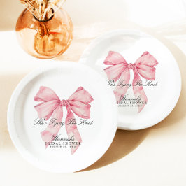 Ze bindt de roze knoop papier Borden Papieren Bordje