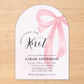 Ze bindt de roze knoop Vrijgezellenfeest Acryl Uitnodigingen (Voorkant)