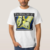 'Ze bindt haar lip'-Shirt T-shirt (Voorkant)