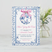 Ze bindt het knoop Chinoiserie Vrijgezellenfeest Kaart (Staand voorkant)