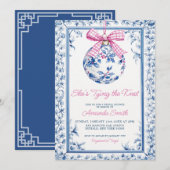 Ze bindt het knoop Chinoiserie Vrijgezellenfeest Kaart (Voorkant / Achterkant)