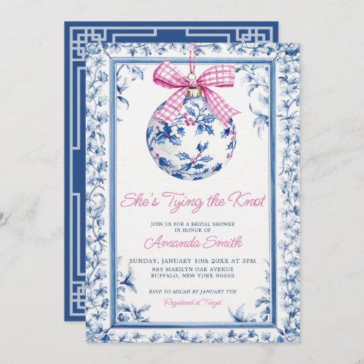 Ze bindt het knoop Chinoiserie Vrijgezellenfeest Kaart (Voorkant / Achterkant)