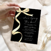 Ze bindt het knoop Gold Bow Vrijgezellenfeest Kaart
