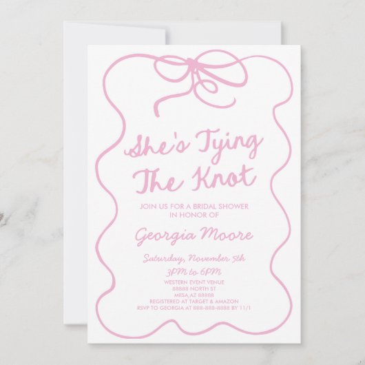 Ze bindt het knoop grillige boog Vrijgezellenfeest Kaart (Voorkant)