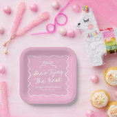 Ze bindt het knoop grillige boog Vrijgezellenfeest Papieren Bordje (Feest)