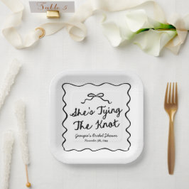 Ze bindt het knoop grillige boog Vrijgezellenfeest Papieren Bordje