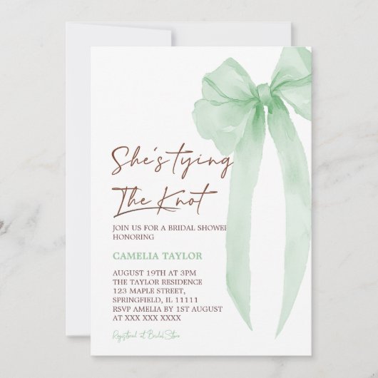 Ze bindt het knoop groene boog Vrijgezellenfeest v Kaart (Voorkant)