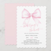 Ze bindt het knoop roze Blush Bow Vrijgezellenfees Kaart (Voorkant / Achterkant)