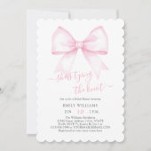 Ze bindt het knoop roze Blush Bow Vrijgezellenfees Kaart (Voorkant)