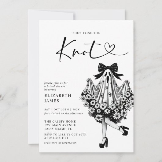 Ze bindt het knoop-spook-Vrijgezellenfeest vast Kaart (Voorkant)