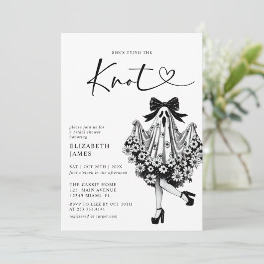 Ze bindt het knoop-spook-Vrijgezellenfeest vast Kaart (Staand voorkant)