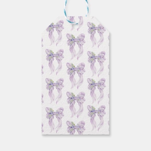 Ze bindt het knoop Vrijgezellenfeest Lila Bow Cadeaulabel (Achterkant)