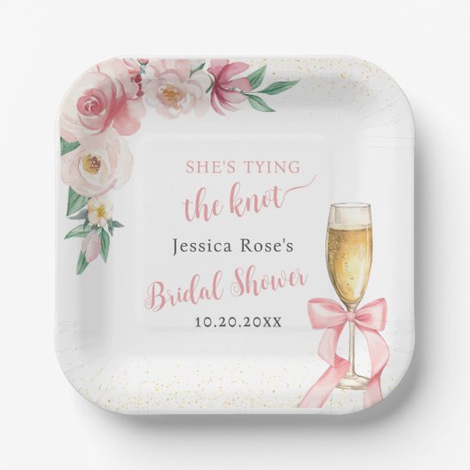 ZE BINDT HET KNOOP VRIJGEZELLENFEEST PAPIEREN BORDJE (Voorkant)