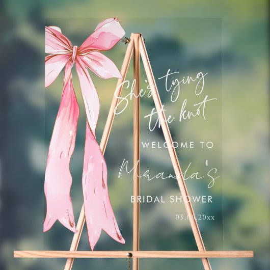 Ze bindt het knoop Vrijgezellenfeest vast Acryl Bord (Neutraal)