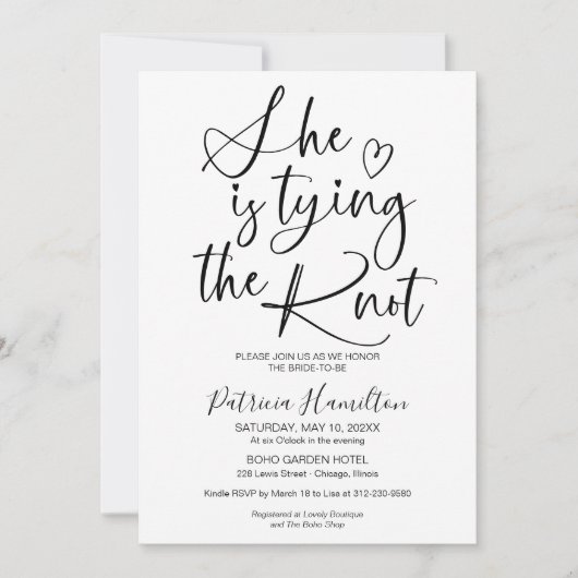 Ze bindt het knoop Vrijgezellenfeest vast Kaart (Voorkant)