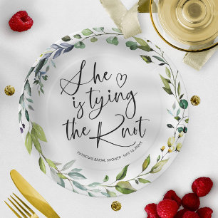 Ze bindt het knoop Vrijgezellenfeest vast Papieren Bordje