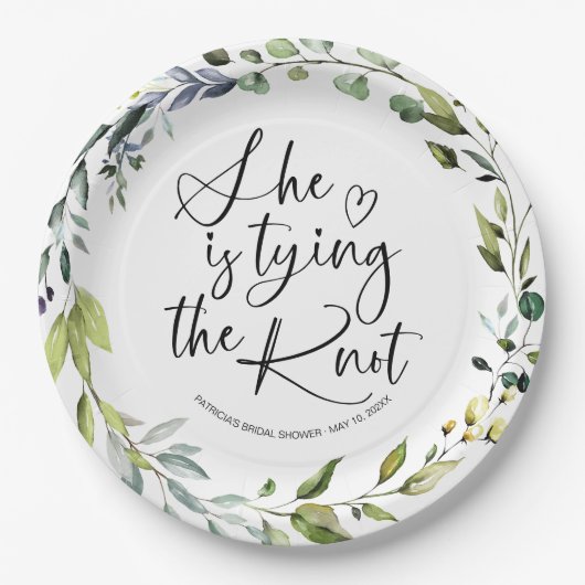 Ze bindt het knoop Vrijgezellenfeest vast Papieren Bordje (Voorkant)