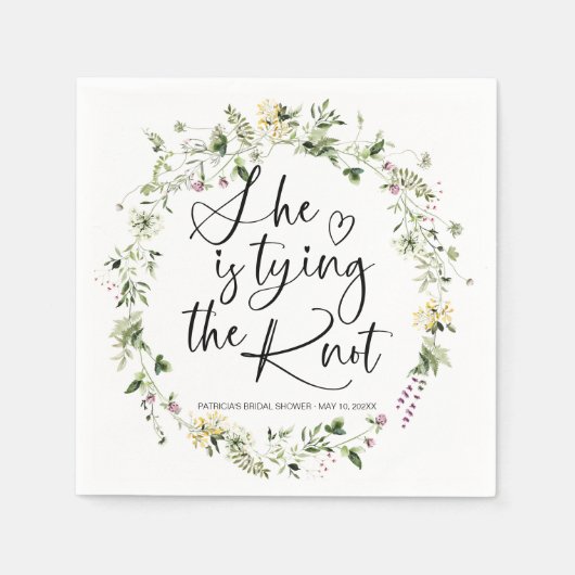 Ze bindt het knoop Vrijgezellenfeest vast Servet (Voorkant)