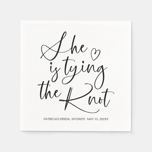 Ze bindt het knoop Vrijgezellenfeest vast Servet (Voorkant)