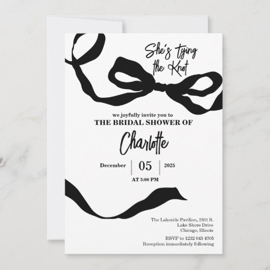 Ze bindt het knoop vrijgezellenfeest zwart-wit vas kaart (Voorkant)