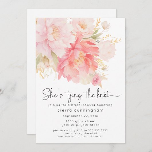 Ze bindt het knoopbloemige Vrijgezellenfeest Kaart (Voorkant / Achterkant)