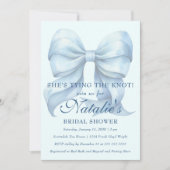 Ze bindt het Knot Blue Bow-Vrijgezellenfeest vast Kaart (Voorkant)