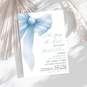 Ze bindt het Knot Blue Bow-Vrijgezellenfeest vast Kaart