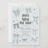 Ze bindt het Knot Blue Bow-Vrijgezellenfeest vast Kaart (Voorkant)