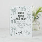 Ze bindt het Knot Blue Bow-Vrijgezellenfeest vast Kaart (Staand voorkant)