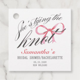 Ze bindt het Knot Bow Coquette Vrijgezellenfeest Bedankjes Labels