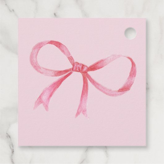 Ze bindt het Knot Bow Coquette Vrijgezellenfeest Bedankjes Labels (Achterkant)