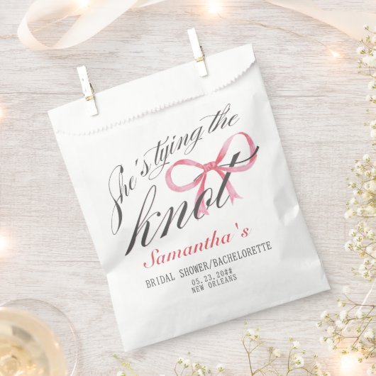 Ze bindt het Knot Bow Coquette Vrijgezellenfeest Bedankzakje (Geknipt)