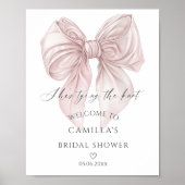 Ze bindt het Knot Bow Vrijgezellenfeest welkom Poster (Voorkant)