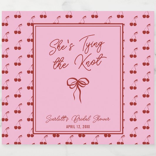 Ze bindt het Knot Cherry Vrijgezellenfeest Sparkling Wijnetiket