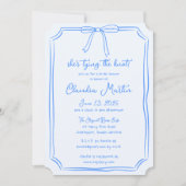 Ze bindt het Knot Hand Drawn Bow Vrijgezellenfeest Kaart (Voorkant)