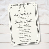 Ze bindt het Knot Hand Drawn Bow Vrijgezellenfeest Kaart