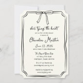 Ze bindt het Knot Hand Drawn Bow Vrijgezellenfeest Kaart (Voorkant)