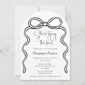 Ze bindt het Knot Modern Script-Vrijgezellenfeest Kaart (Voorkant)