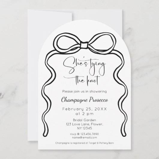 Ze bindt het Knot Modern Script-Vrijgezellenfeest Kaart (Voorkant)