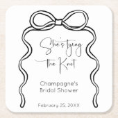 Ze bindt het Knot Modern Script-Vrijgezellenfeest Kartonnen Onderzetters (Voorkant)