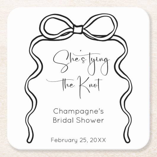 Ze bindt het Knot Modern Script-Vrijgezellenfeest Kartonnen Onderzetters (Voorkant)