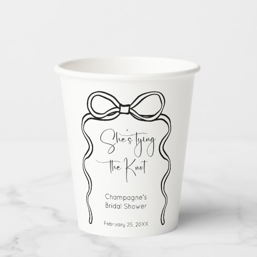 Ze bindt het Knot Modern Script-Vrijgezellenfeest Papieren Bekers (Voorkant)