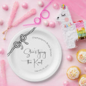 Ze bindt het Knot Modern Script-Vrijgezellenfeest Papieren Bordje (Feest)