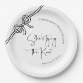Ze bindt het Knot Modern Script-Vrijgezellenfeest Papieren Bordje (Voorkant)